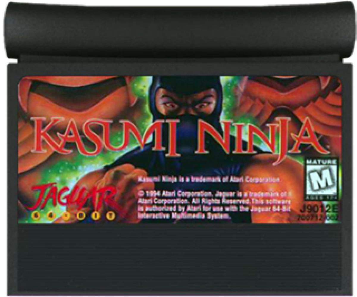 Kasumi Ninja Atari Jaguar Kasumi Ninja fighting game cartridge retro 90s arcade fighter one on one combat game digitized characters competitive fighting game classic Jaguar title cartridge 