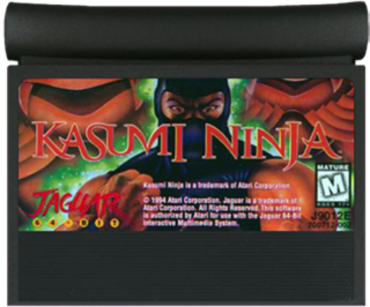 Kasumi Ninja Atari Jaguar Kasumi Ninja fighting game cartridge retro 90s arcade fighter one on one combat game digitized characters competitive fighting game classic Jaguar title cartridge 