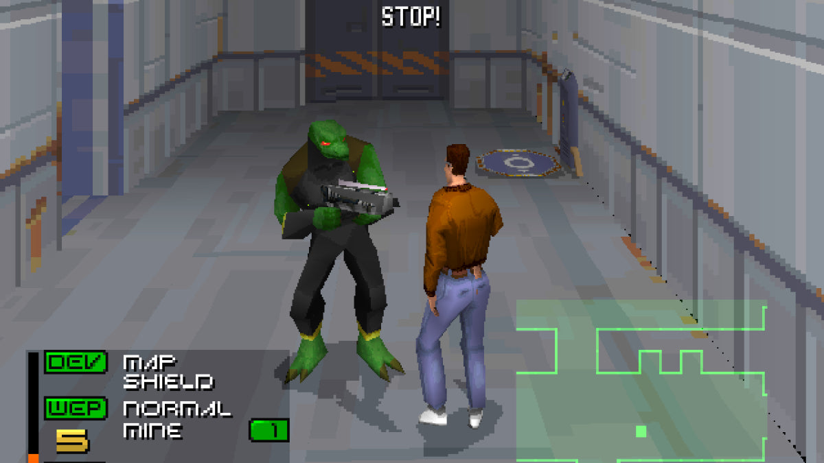 Fade to Black PlayStation PS1 for action adventure video game fans featuring third person sci fi gameplay futuristic exploration intense combat puzzle solving space environments cinematic storytelling platforming challenges and immersive cyberpunk adventure collectible gaming appeal gameplay