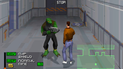 Fade to Black PlayStation PS1 for action adventure video game fans featuring third person sci fi gameplay futuristic exploration intense combat puzzle solving space environments cinematic storytelling platforming challenges and immersive cyberpunk adventure collectible gaming appeal gameplay