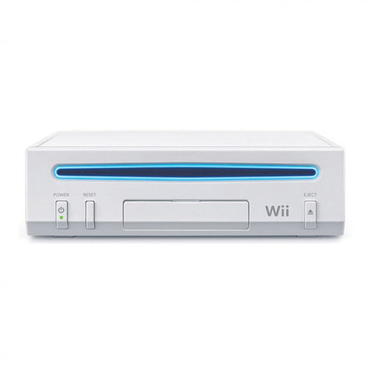 Wii Console V2 inspired design featuring streamlined Nintendo gaming hardware aesthetic family friendly motion controls compact white console design casual multiplayer entertainment iconic seventh generation gaming nostalgia home console presentation front angle 