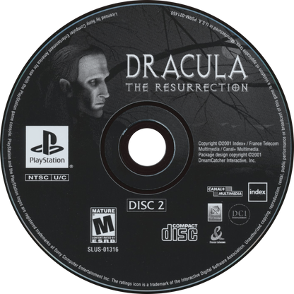Dracula The Resurrection PlayStation PS1 for adventure video game fans featuring gothic horror storytelling vampire mysteries point and click exploration atmospheric environments puzzle solving cinematic scenes dark supernatural adventure classic PlayStation gaming collectible appeal game disc 2