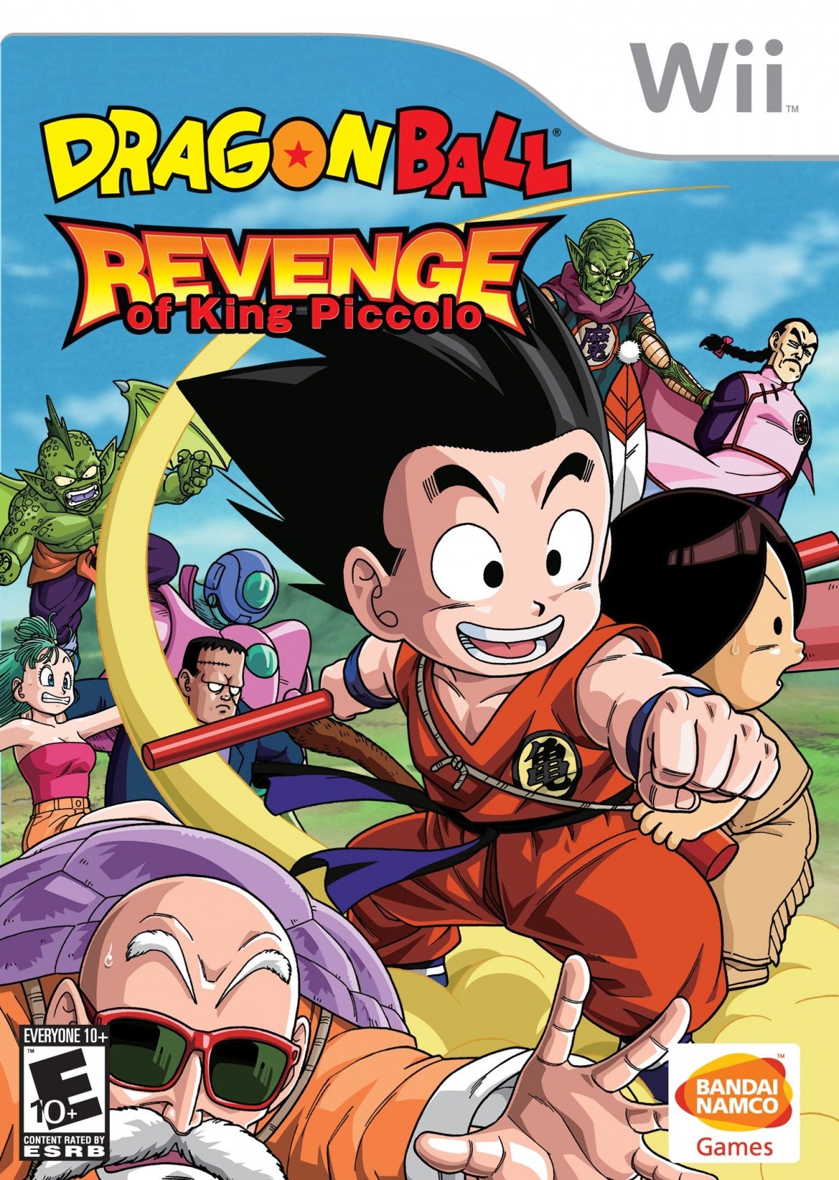 Dragon Ball Revenge of King Piccolo Nintendo Wii cover art for retro video game enthusiasts featuring action platforming gameplay anime inspired combat classic Dragon Ball storyline side scrolling adventure boss battles martial arts action and collectible gaming appeal cover art