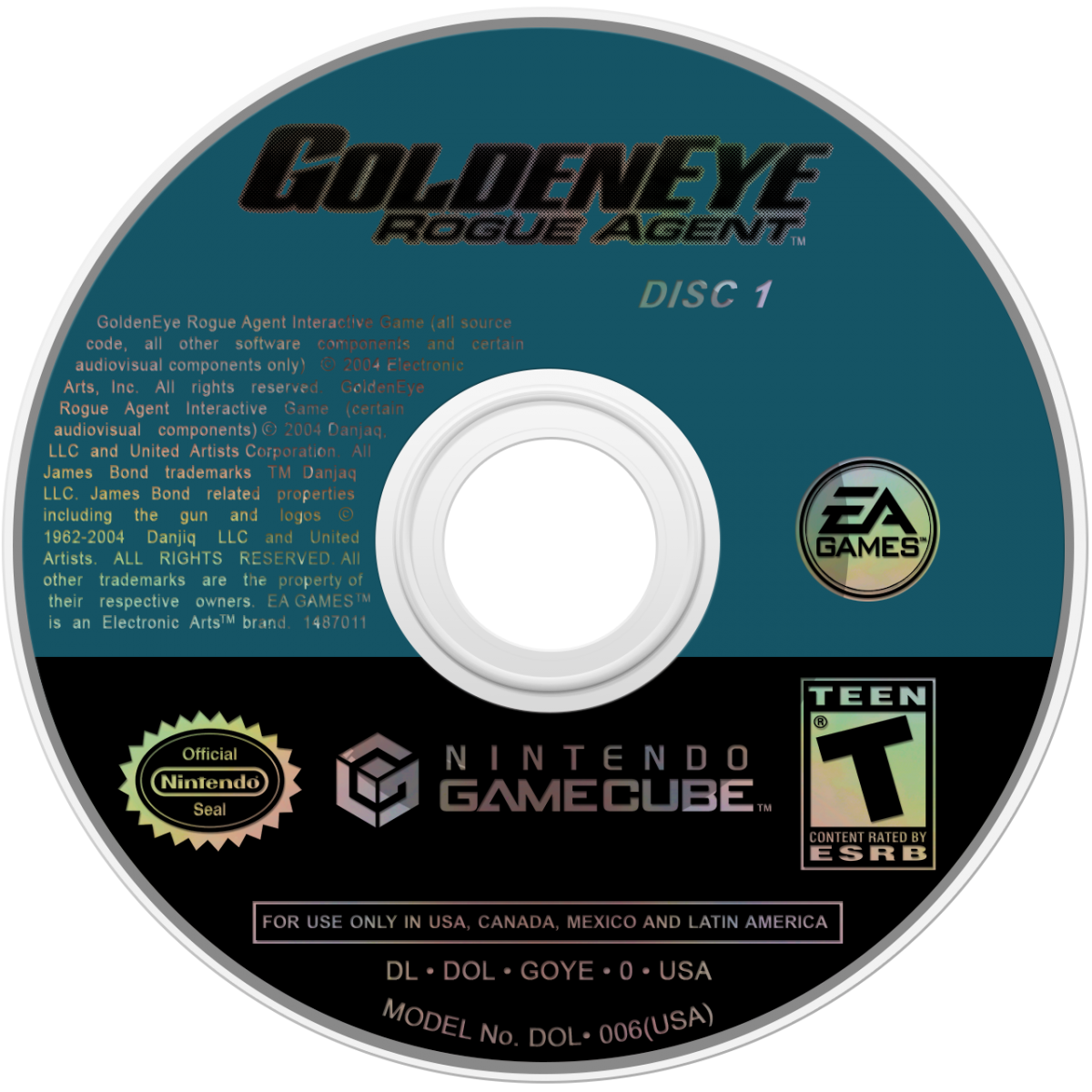 007 GoldenEye Rogue Agent for GameCube featuring first person shooter action with a villain focused storyline disc 1