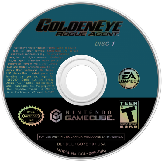 007 GoldenEye Rogue Agent for GameCube featuring first person shooter action with a villain focused storyline disc 1