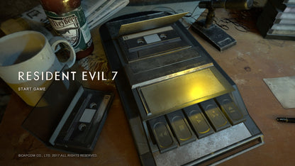 Resident Evil 7 Biohazard PlayStation Hits edition for the PlayStation 4 featuring first person survival horror gameplay with atmospheric exploration puzzle solving intense combat and a story driven experience set in the Baker family estate gameplay