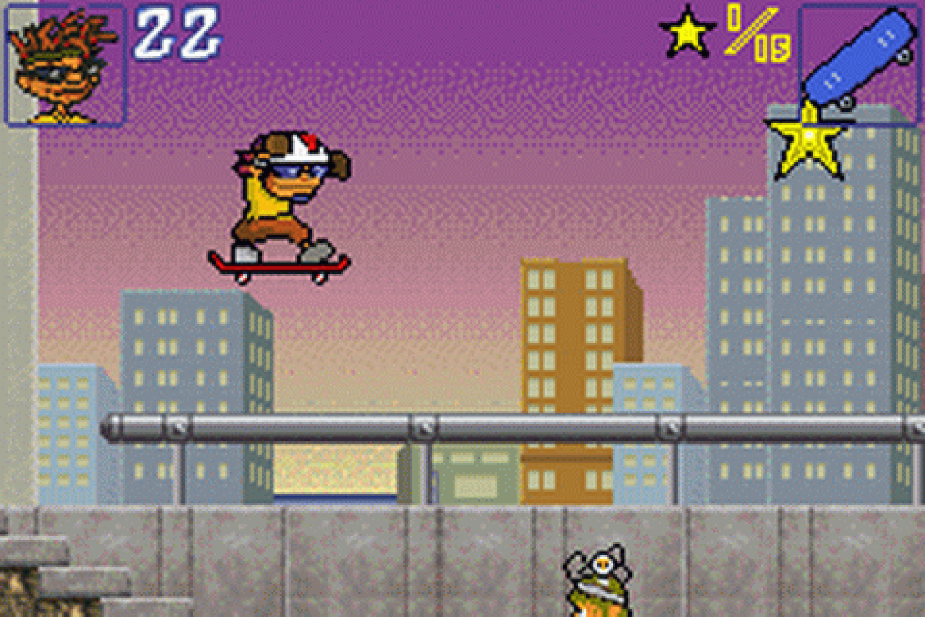 Boy Advance retro video game gameplay featuring action sports gameplay skateboarding BMX style challenges beach themed environments team based missions cartoon inspired visuals extreme sports adventure and portable handheld gaming experience on the GBA system