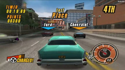 Ford vs Chevy PS2 Sony PlayStation 2 racing game drag racing muscle cars Ford Chevrolet rivalry car customization street racing competition automotive racing gameplay retro gaming PlayStation 2 software video game title gameplay