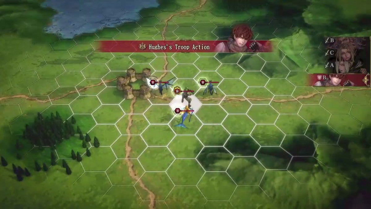 Brigandine: The Legend of Runersia [Limited Run #368] for PlayStation 4 (PS4) at Gamers INC, featuring a grand strategy RPG where you command armies of knights and mythical creatures across the continent of Runersia, conquer rival nations, and shape the fate of six warring factions in deep turn-based battles with expansive replayability gameplay screenshot