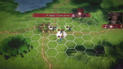 Brigandine: The Legend of Runersia [Limited Run #368] for PlayStation 4 (PS4) at Gamers INC, featuring a grand strategy RPG where you command armies of knights and mythical creatures across the continent of Runersia, conquer rival nations, and shape the fate of six warring factions in deep turn-based battles with expansive replayability gameplay screenshot