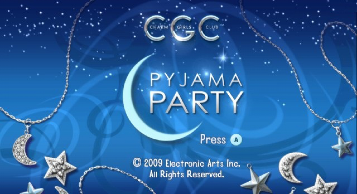 Charm Girls Club: Pajama Party title screen art for Nintendo Wii (Wii) video game 