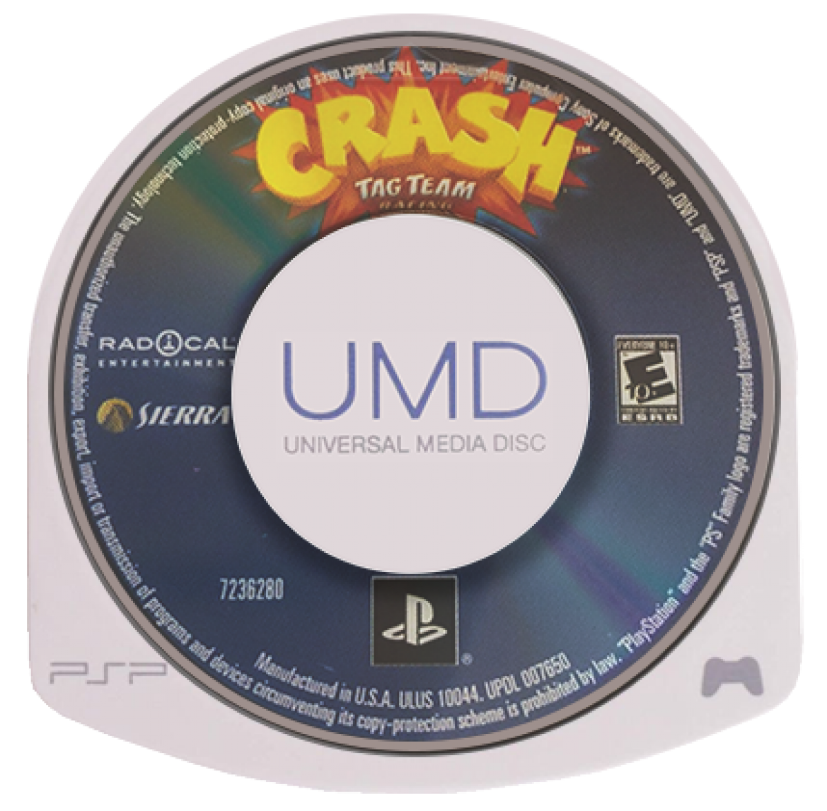 Crash Tag Team Racing PlayStation Portable PSP for retro video game enthusiasts featuring arcade kart racing gameplay Crash Bandicoot characters vehicle merging mechanics colorful tracks power ups multiplayer action and collectible gaming appeal disc