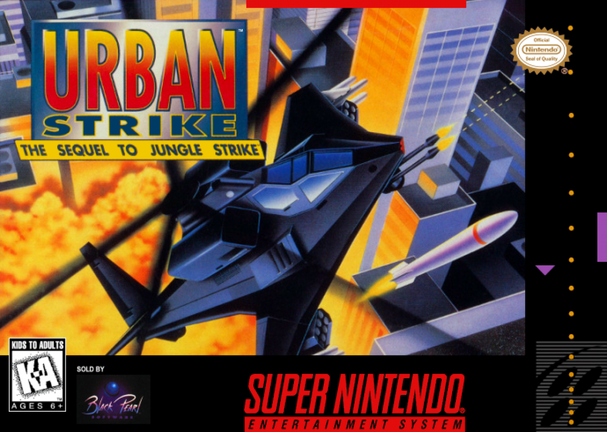 Urban Strike Super Nintendo SNES cover art for the retro game.
