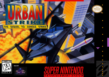 Urban Strike Super Nintendo SNES cover art for the retro game.
