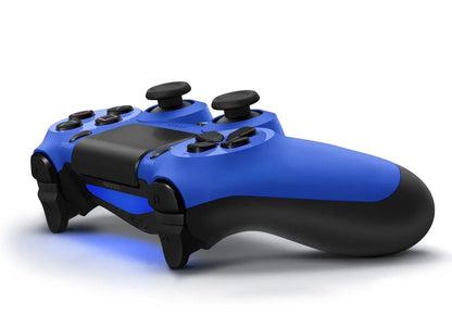 DualShock 4 wireless controller in blue featuring classic PlayStation button layout and responsive analog controls