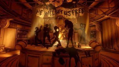 Bendy and the Ink Machine PlayStation 4 PS4 first-person horror puzzle video game Bendy cartoon characters ink world Joey Drew Studios atmospheric exploration puzzles stealth sequences gameplay
