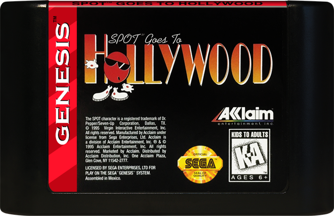 Spot Goes to Hollywood Sega Genesis GEN for retro video game enthusiasts featuring isometric action adventure gameplay colorful movie themed levels puzzle solving platforming challenges quirky mascot action cooperative fun and collectible gaming appeal cartridge