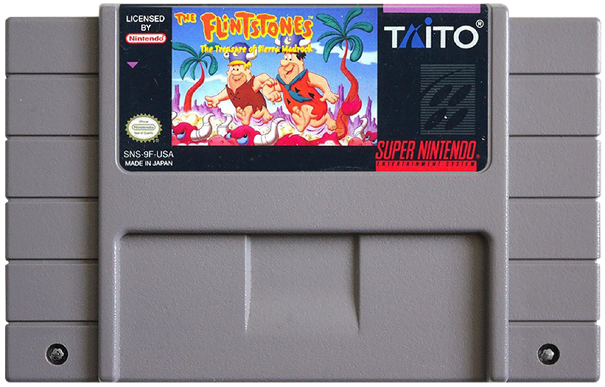 The Flintstones Treasure of the Sierra Madrock cartridge for Super Nintendo Entertainment System (SNES) retro video game