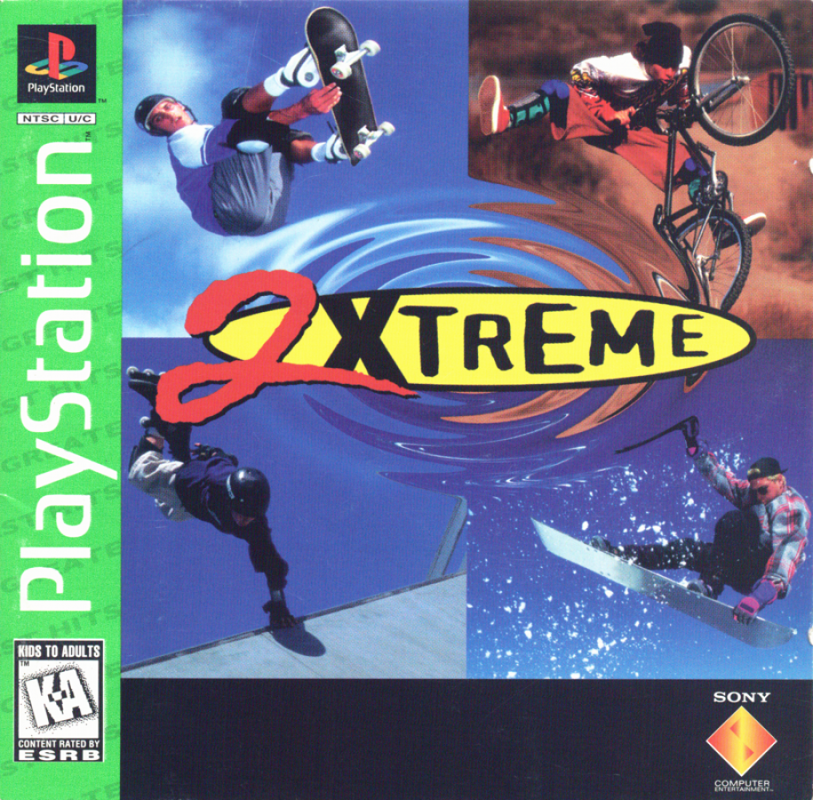 2Xtreme Greatest Hits PlayStation 1 PS1 video game, extreme sports racing, BMX, skateboarding, and rollerblading action, classic console title front cover