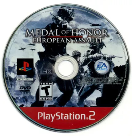 Meda of Honor European Assault [Greatest Hits] disc cover art for PlayStation 2 video game. 