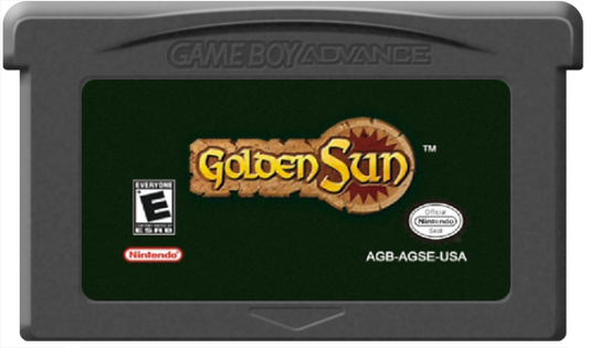 Golden Sun [CIB] for Game Boy Advance (GBA) featuring a classic turn-based RPG where you wield elemental Psynergy to solve puzzles and battle across a richly detailed world; customize your party with Djinn summons and uncover an epic story in this complete-in-box handheld favorite cartridge