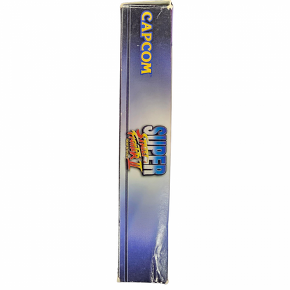 Super Street Fighter II Game Boy Advance GBA video game Complete In Box CIB featuring classic fighting gameplay iconic Street Fighter characters special moves combo attacks competitive battles arcade style action and classic handheld Nintendo gameplay retro video game collection collectible gaming appeal left side