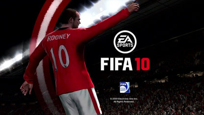 FIFA Soccer 10 start screen for Xbox 360 (X360) sports soccer video game