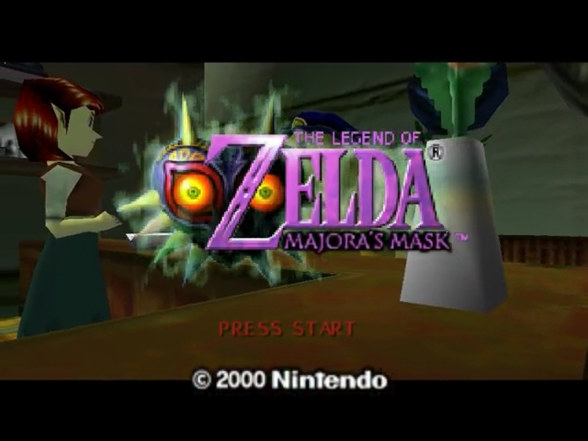 The Legend of Zelda Majora's Mask title screen for Nintendo 64 (N64) video game