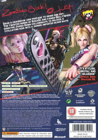 Lollipop Chainsaw – Xbox 360 (X360) back Cover art for this xbox 360 game.