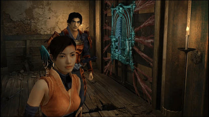 Onimusha Warlords PS2 Sony PlayStation 2 action adventure hack and slash samurai combat survival horror demons Oni magic sword fighting Capcom feudal Japan story gameplay puzzle exploration retro gaming PlayStation 2 software video game title gameplay