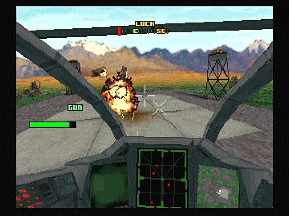 Thunder Strike 2 Sega Saturn helicopter combat flight shooter arcade style aerial missions military action sequel to AH-3 Thunderstrike fast paced bombing runs and dogfighting CD audio retro gaming Sega Saturn software video game title gameplay 