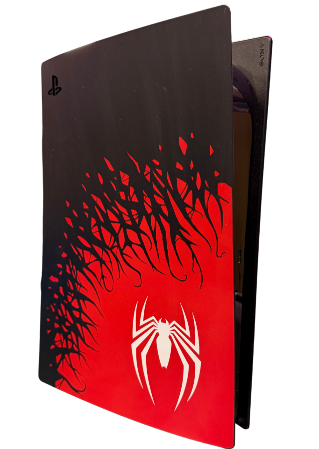 Marvel's Spider-Man Edition PlayStation 5 PS5 Console System featuring Spider-Man themed design high performance gaming hardware fast loading SSD immersive gameplay support modern PlayStation 5 gaming system collectible console design and gaming setup appeal