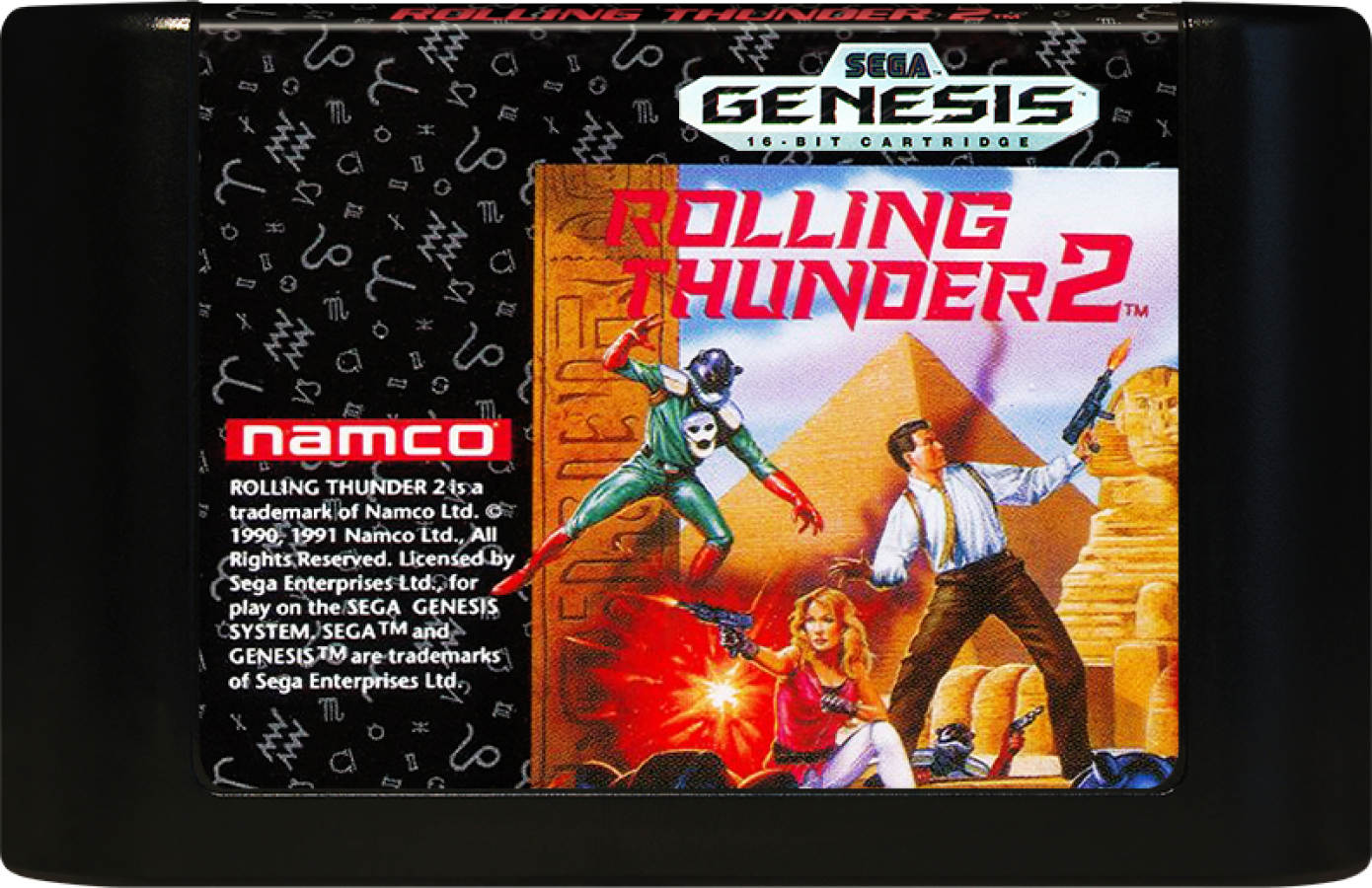 Rolling Thunder 2 Sega Genesis GEN for retro video game enthusiasts featuring side scrolling action shooter gameplay secret agent missions fast paced gun combat cooperative multiplayer challenging enemy encounters classic arcade action and collectible gaming appeal cartridge
