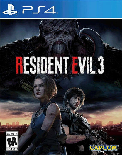 Resident Evil 3 PS4 game featuring intense survival horror gameplay, fast-paced action, and a cinematic retelling of the Raccoon City outbreak main cover