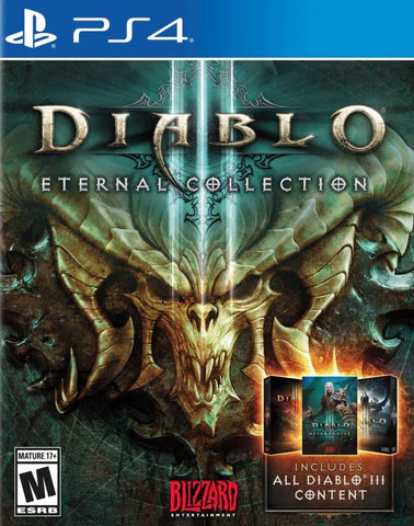 Diablo III: Eternal Collection – PlayStation 4 (PS4) video game cover image, action RPG by Blizzard Entertainment