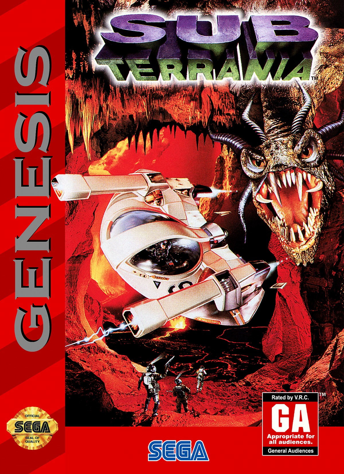 Sub-Terrania Sega Genesis retro video game shoot em up cover art (1993) 