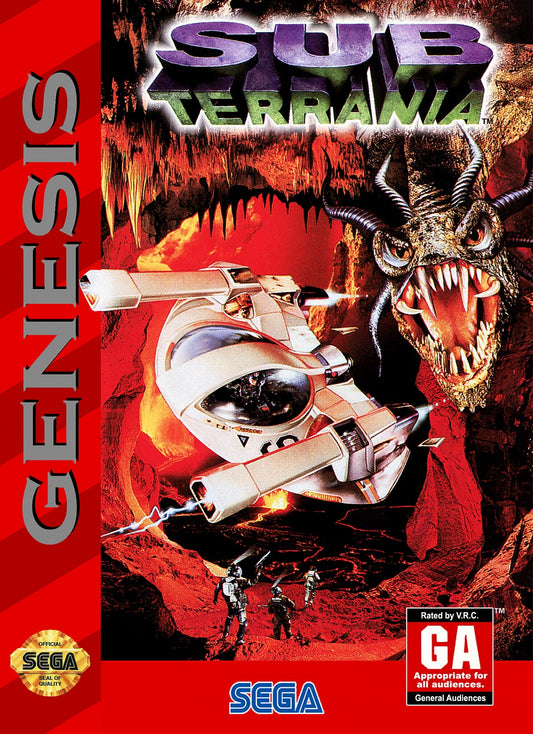 Sub-Terrania Sega Genesis retro video game shoot em up cover art (1993) 
