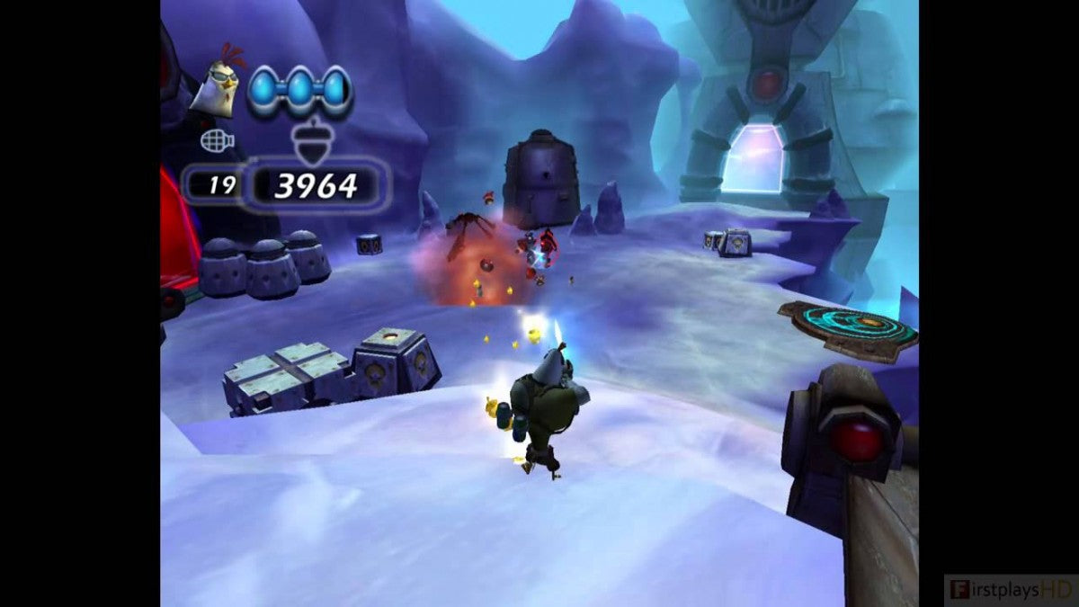 Chicken Little Ace in Action Nintendo Wii for retro video game enthusiasts featuring action flight and ground combat gameplay cinematic movie tie in missions cartoon styled characters aerial dogfighting mechanics platforming sections and collectible gaming appeal gameplay 