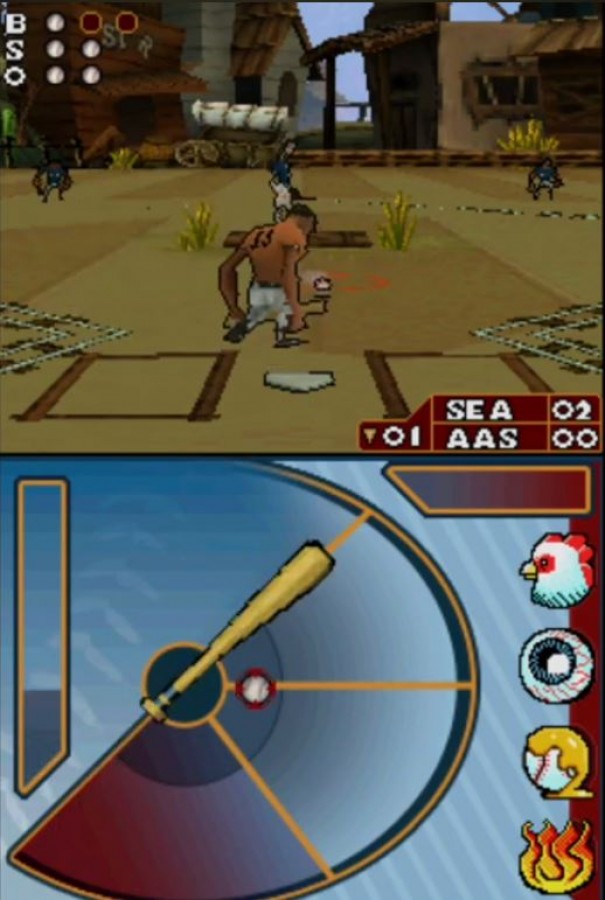 MLB 2K8 Fantasy All Stars for Nintendo DS arcade style baseball video game featuring exaggerated cartoon players fantasy themed teams fast paced gameplay touch controls and a fun all ages handheld baseball experience gameplay