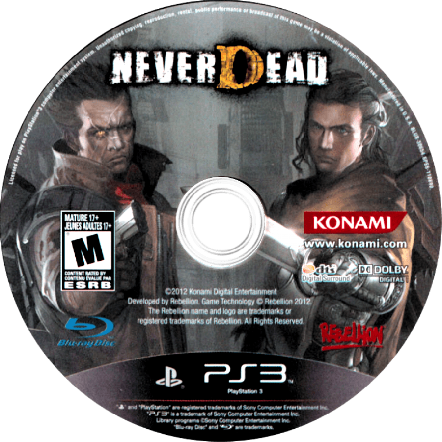 NeverDead disc for PlayStation 3 (PS3) video game