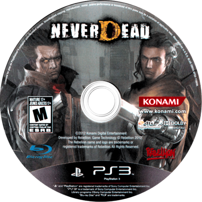 NeverDead disc for PlayStation 3 (PS3) video game