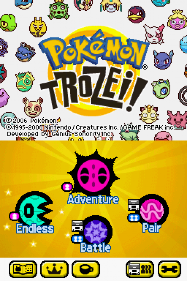 Pokemon Trozei! title screen for Nintendo DS (DS) video game