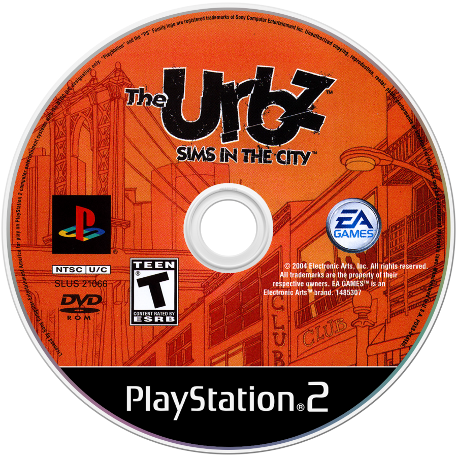 The Urbz: Sims in the City disc art for Playstation 2 (PS2) video game