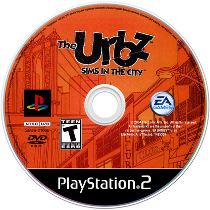 The Urbz: Sims in the City disc art for Playstation 2 (PS2) video game