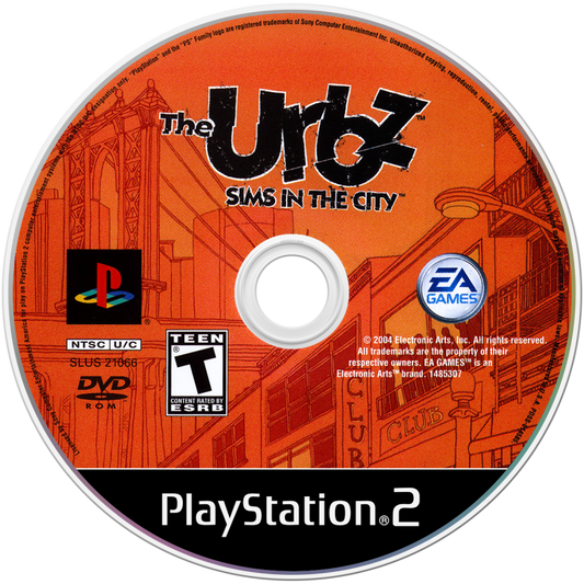 The Urbz: Sims in the City disc art for Playstation 2 (PS2) video game