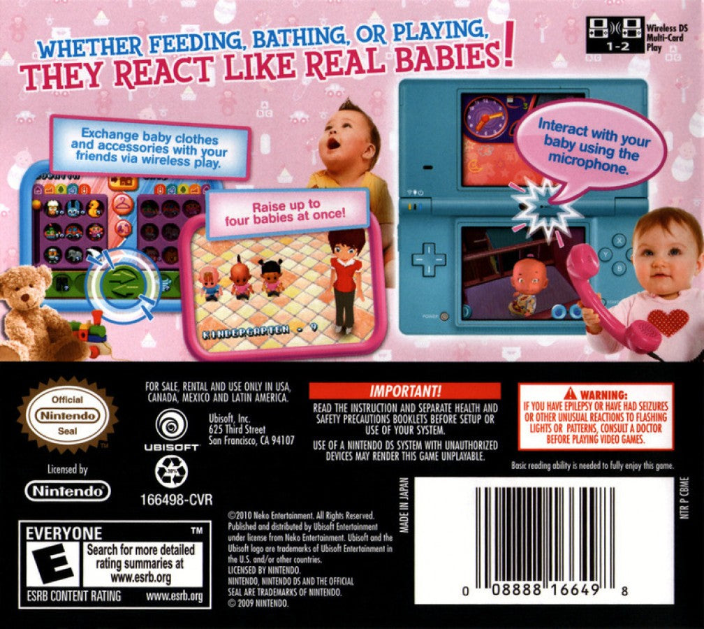 Baby Life back of case for Nintendo DS (DS) life simulation video game