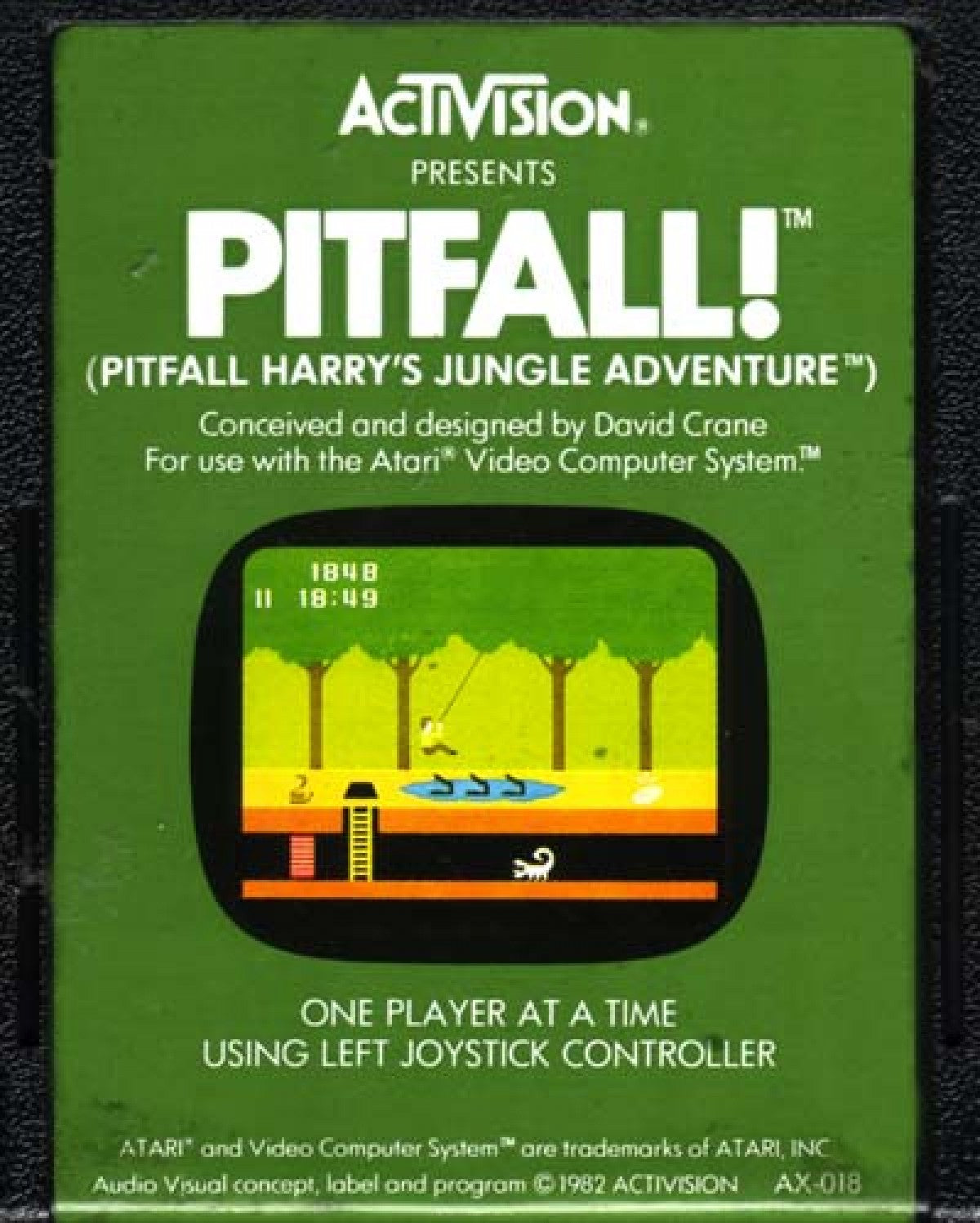 Pitfall! for Atari 2600 with classic jungle platforming and treasure-hunting theme cartridge