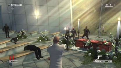 Hitman HD Trilogy Xbox 360 game featuring remastered versions of Hitman 2 Silent Assassin Hitman Contracts and Hitman Blood Money with stealth based gameplay open ended assassination missions upgraded HD visuals and the iconic Agent 47 experience gameplay