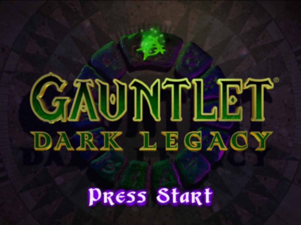 Gauntlet: Dark Legacy start screen for PlayStation 2 (PS2) fantasy action RPG hack-and-slash video game