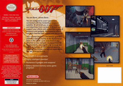 007 GoldenEye back cover art for Nintendo 64 (N64) video game